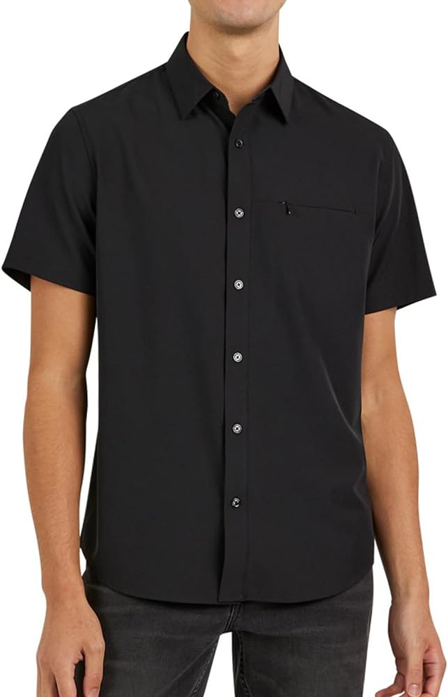 DKNY Mens Short Sleeve Button Down Shirts - Quick Dry Shirts for Men | Wrinkle Resist Stretch Mens Button Up Shirts