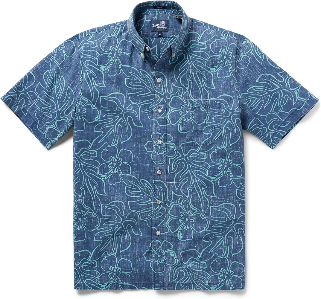 Reyn Spooner Men’s Tropical Leaves Hawaiian Aloha Shirt - Button Front