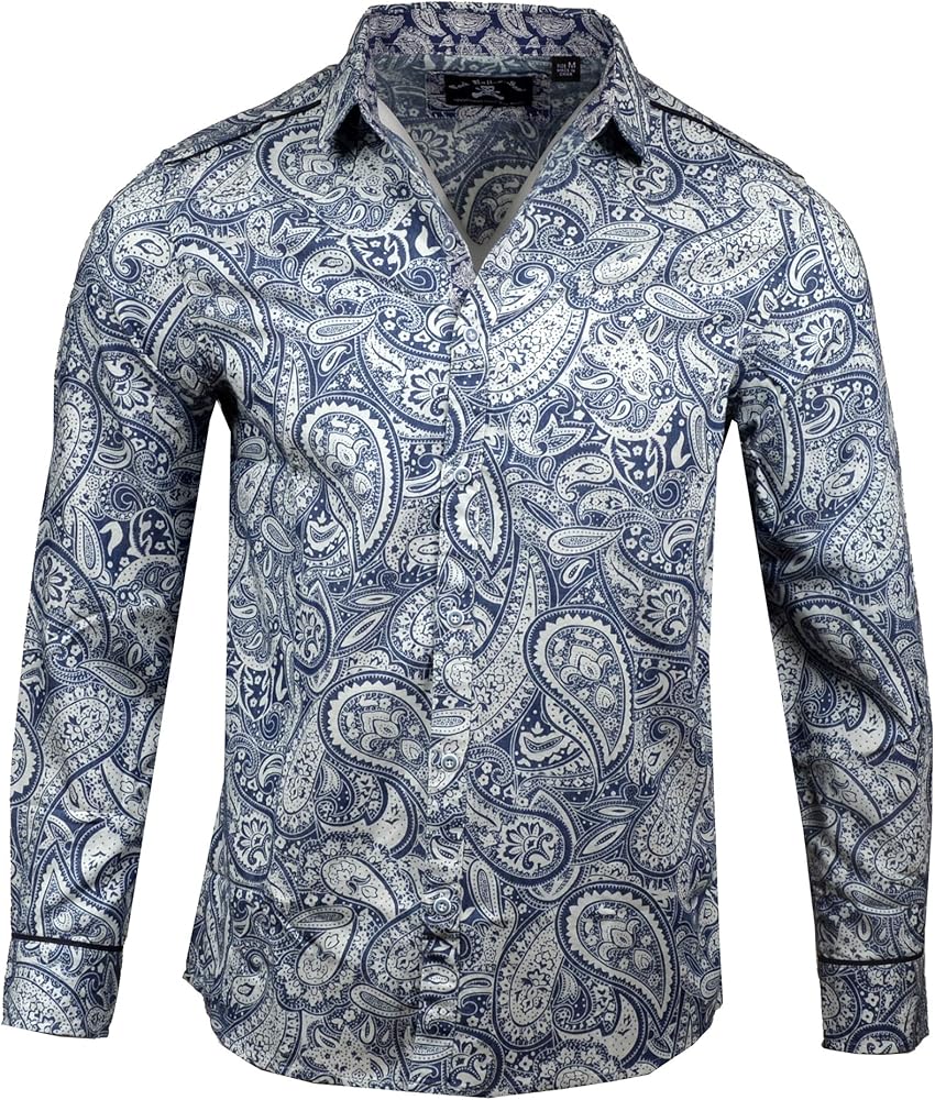 Rock Roll n Soul Men's Fashion 'Hillbilly Deluxe' Paisley Long Sleeve Button-Up Shirt 227