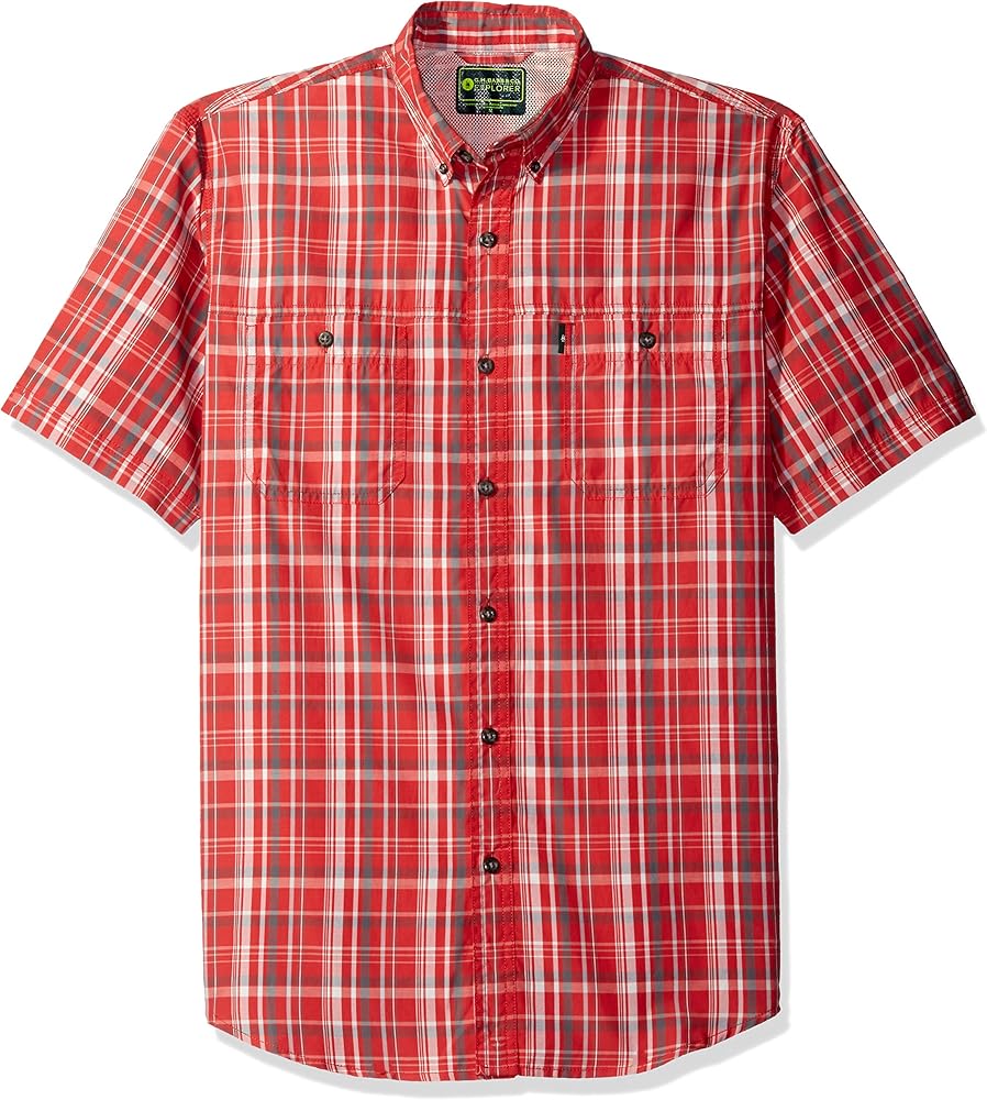 G.H. Bass & Co. Men's Explorer Short Sleeve Fishing Shirt Plaid Button Pocket