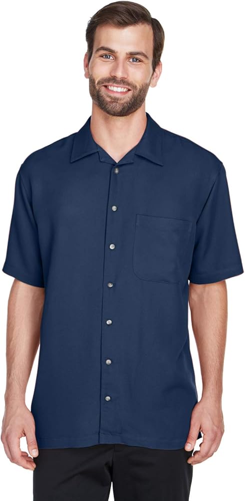 UltraClub Men's Cabana Breeze Camp Shirt S NAVY