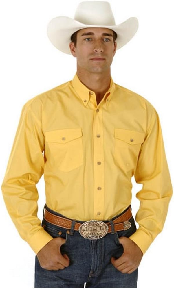 ROPER Men's Solid Poplin Long Sleeve Western Shirt Big and Tall Yellow XXX-Large Tall