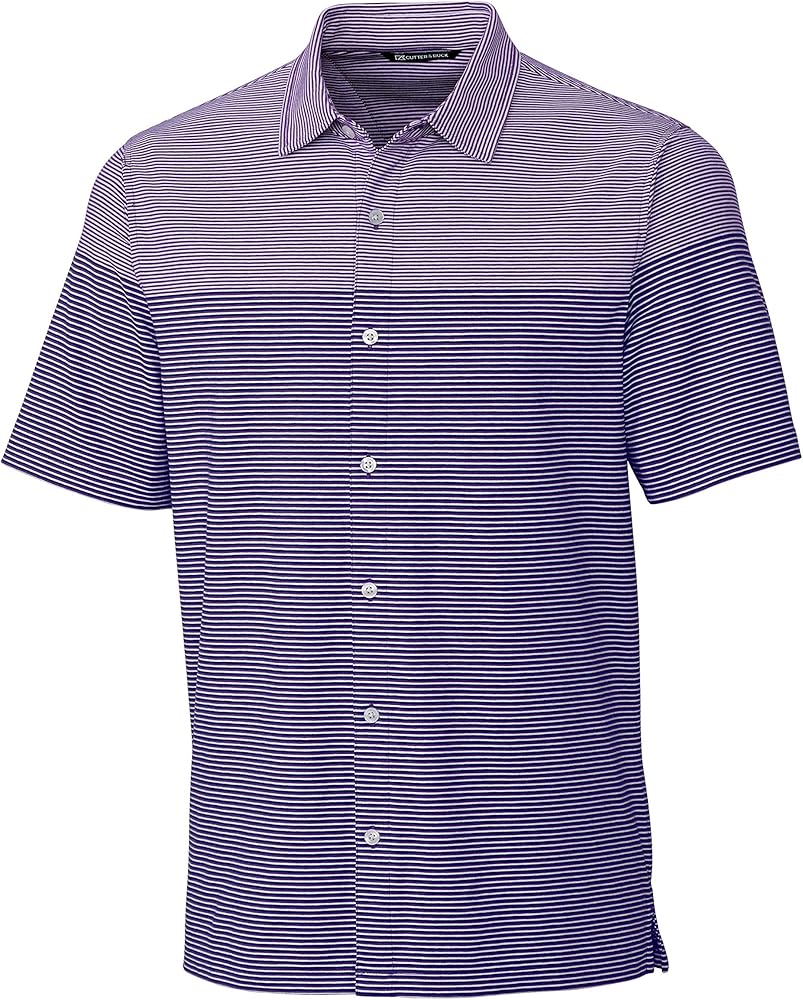 Cutter & Buck Men's Pioneer Engineered Stripe Short Sleeve Button Front Shirt