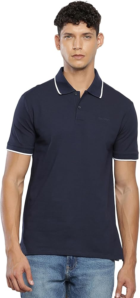 Calvin Klein Mens stretch Pique Solid Tipped Polo