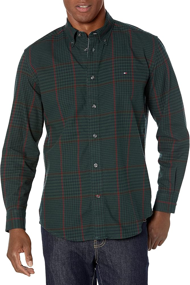 Tommy Hilfiger Men's Adaptive Classic Fit Glen Plaid Shirt