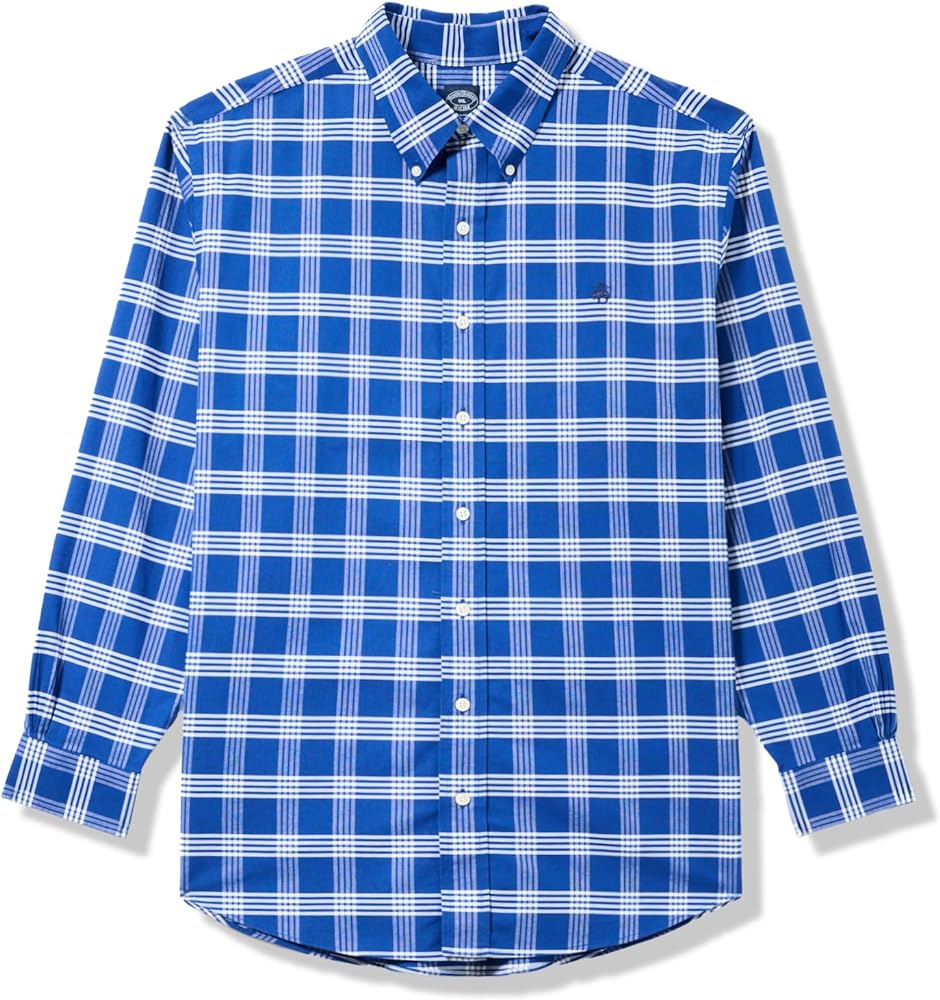 Brooks Brothers Men's Big & Tall Non-Iron Stretch Oxford Long Sleeve Check Sport Shirt