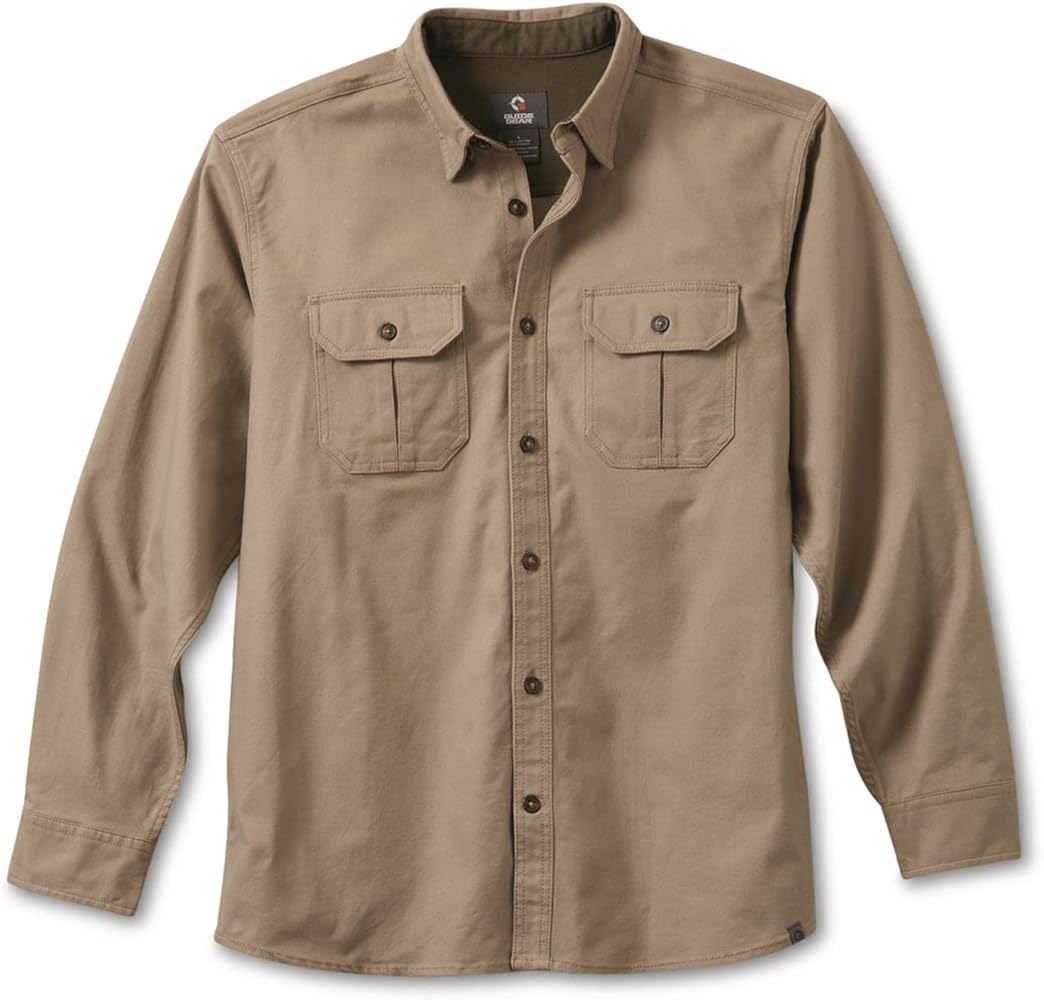 Guide Gear Men's Casual Button Down Shirt, Long Sleeve, Work, Camping, Sportsman's Flex Canvas