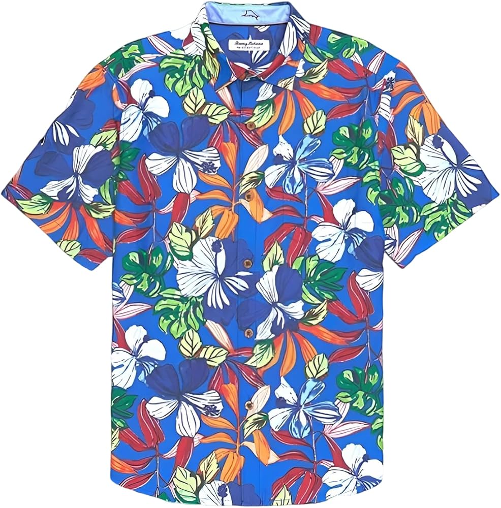 Tommy Bahama Coconut Point Luau Camp Shirt (Color: Blue Aster, Size Large)