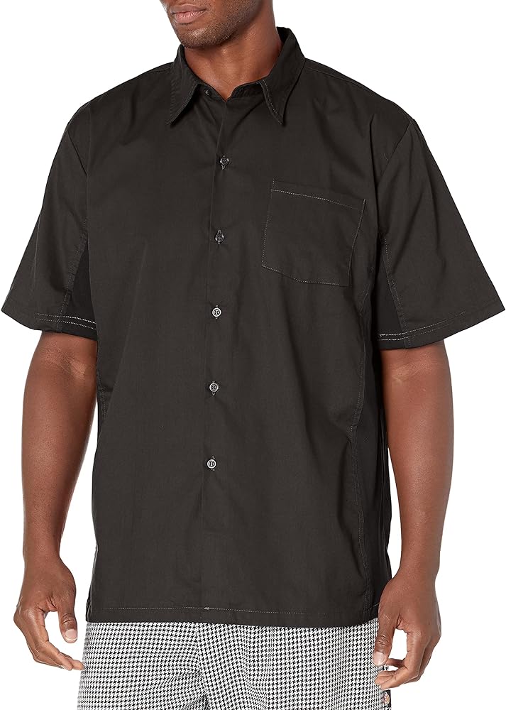 Chef Code Men's Utility Work Shirt with Button Front and Vent Side Panels