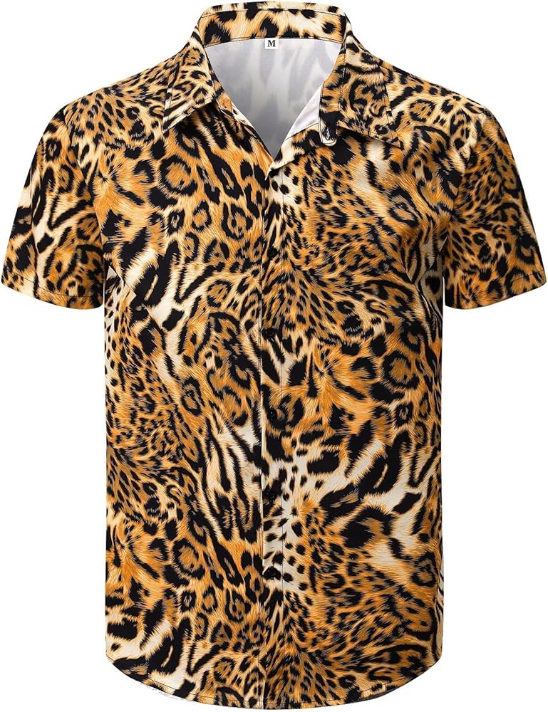 Men's Animal Print Novelty Button Down Hawaiian Shirt, S-4XL