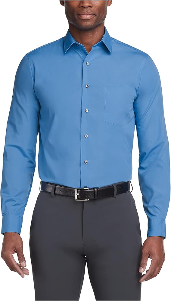 Van Heusen Men's Dress Shirt Regular Fit Poplin Solid