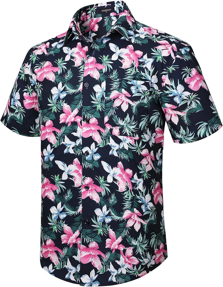 Men's Hawaiian Shirts Short Sleeve Floral Tropical Aloha Shirt Casual Summer Button Down Holiday Beach Shirt with Pocket