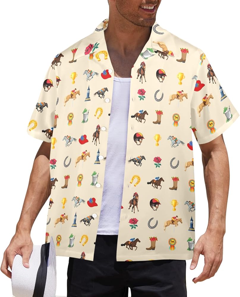 HUGLAZY Hawaiians Shirt for Men Short Sleeves Button Down Beach Shirt Summer Men Party Outfit