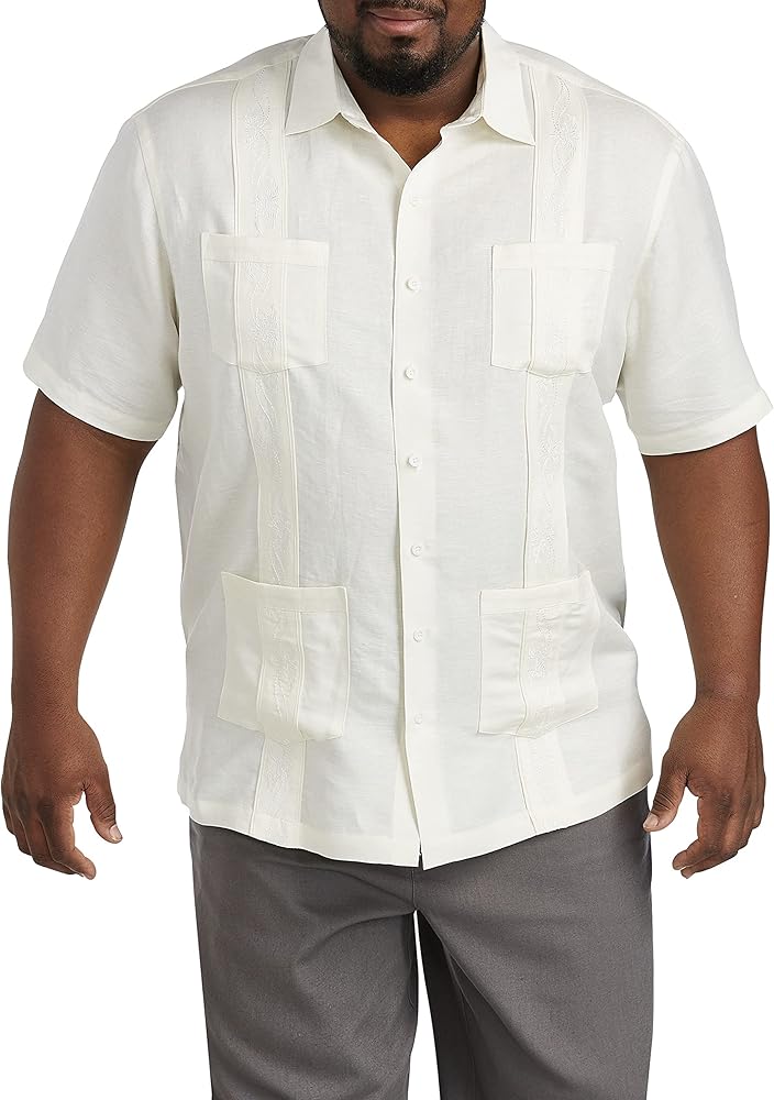 Oak Hill by DXL Men's Big and Tall Embroidered Panel Sport Shirt