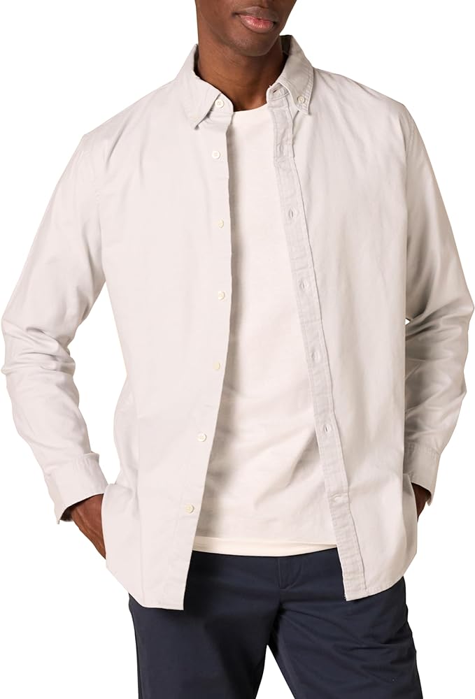 Amazon Essentials Men's Long-Sleeve Regular-Fit Stretch Oxford Shirt (Available in Big & Tall)