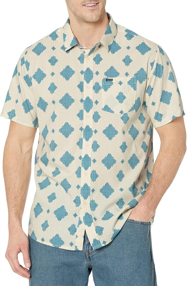 Volcom Men's Regular Grit Mandala Sleeve Classic Fit Printed Button Down Shirt