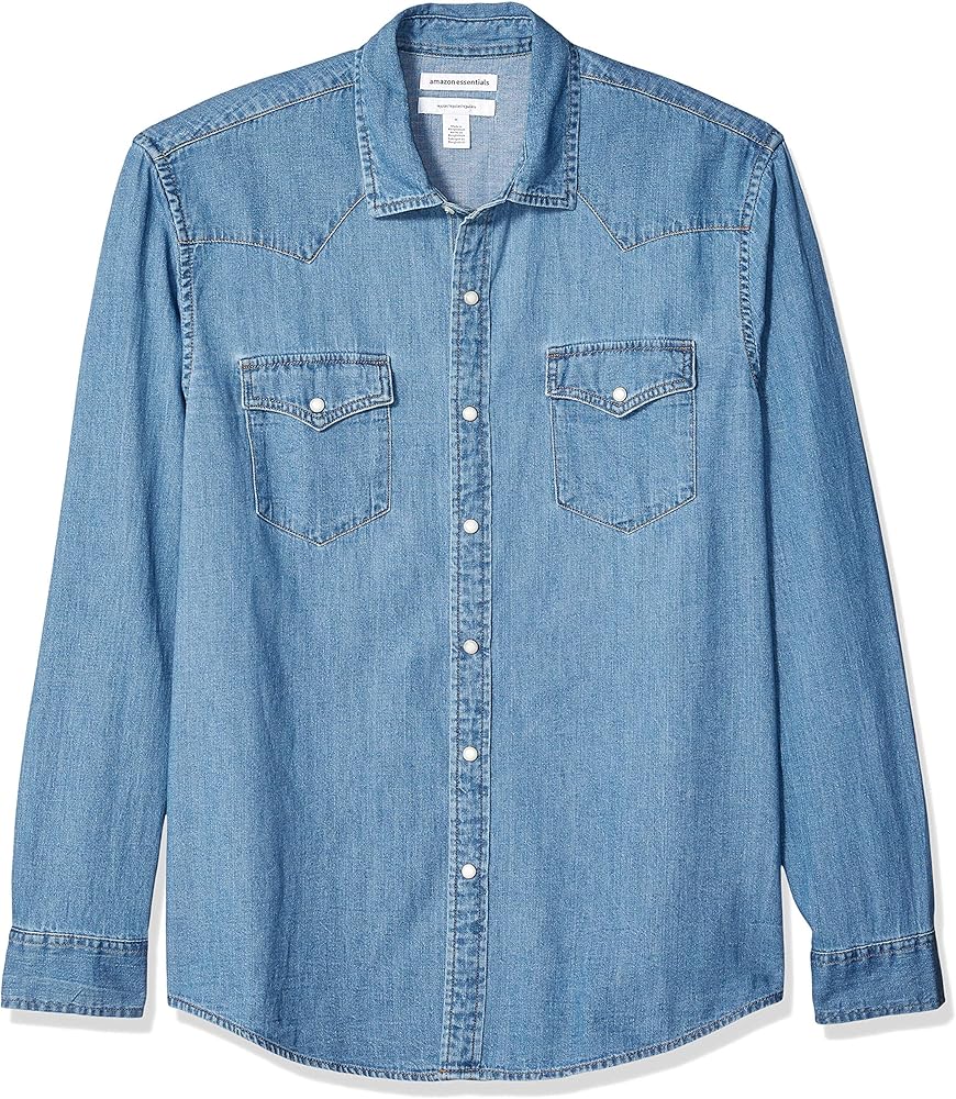 Amazon Essentials Men's Regular-Fit Long-Sleeve Denim Shirt