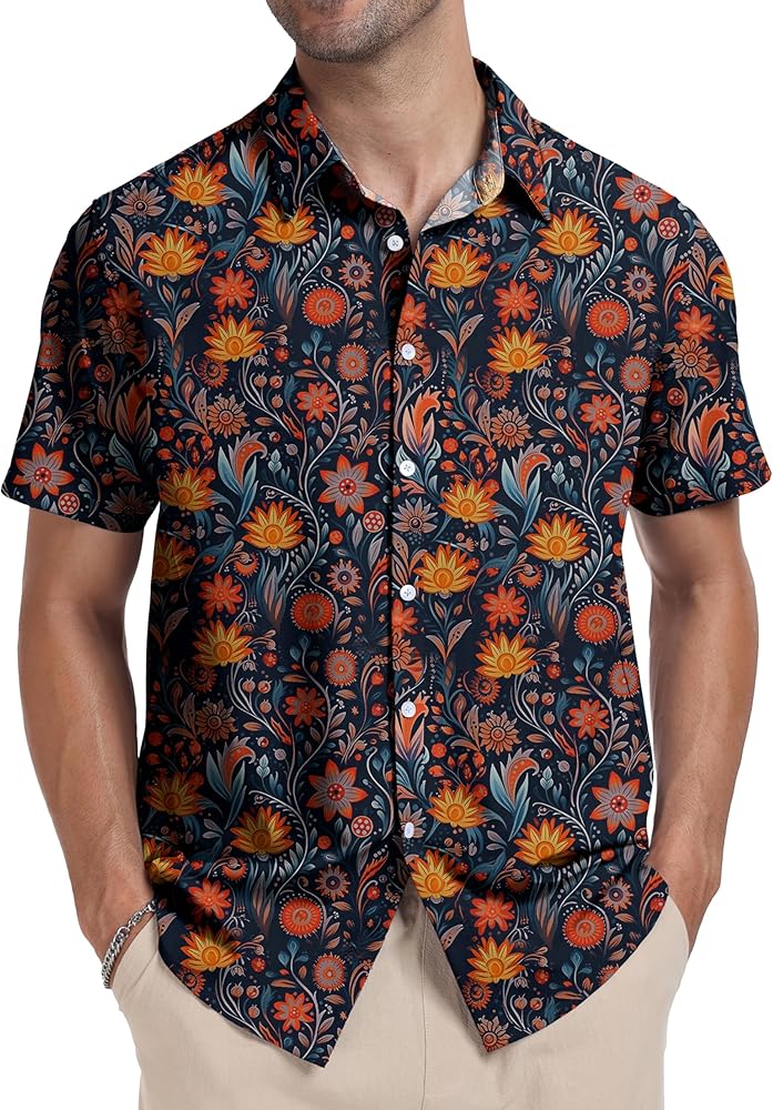 Sailwind Mens Hawaiian Beach Shirt Short Sleeve Button Down Cuban Collar Shirt