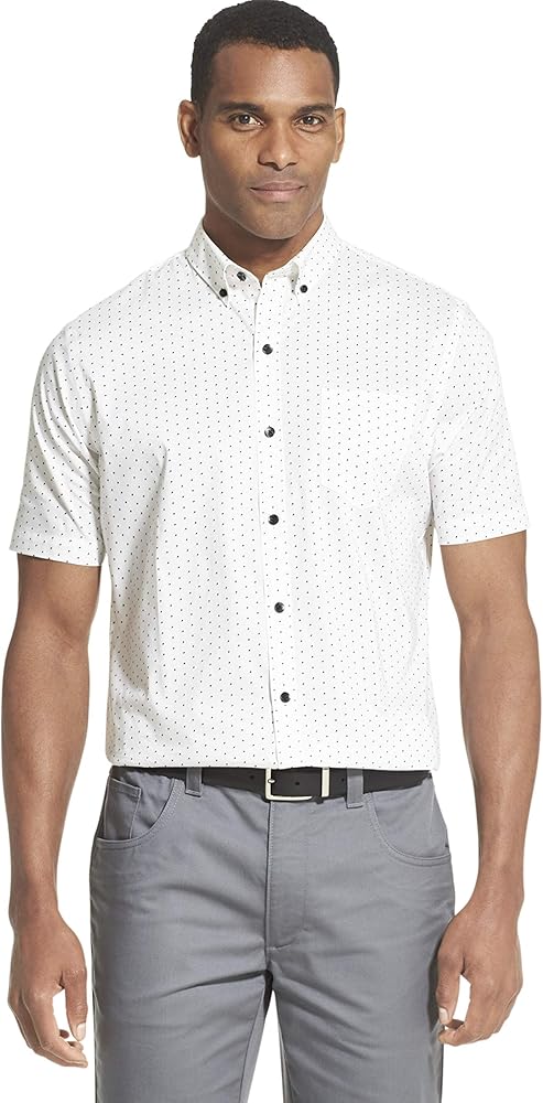 Van Heusen Mens Flex Short Sleeve Button Down Print Shirt