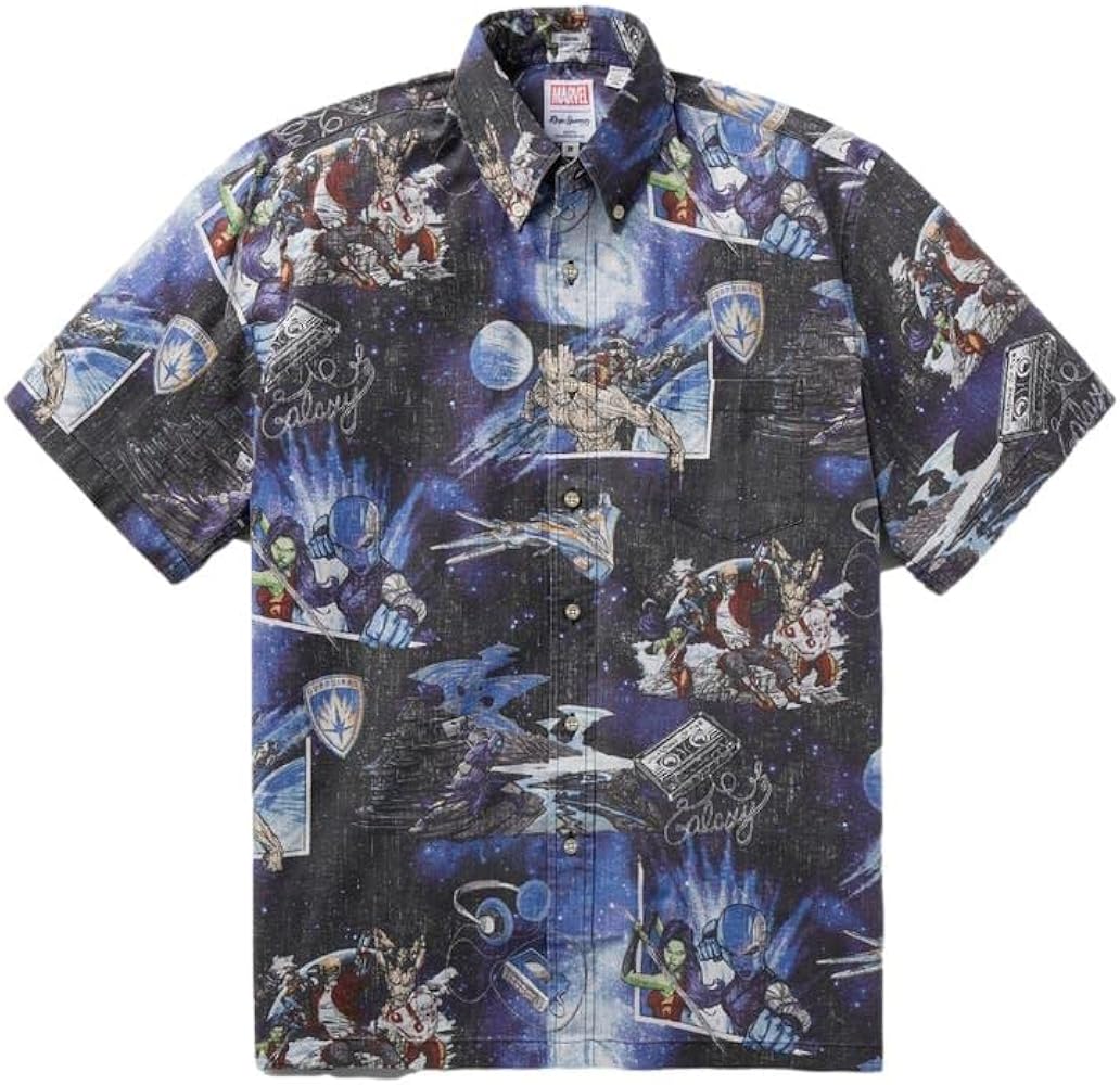 Reyn Spooner Men's Guardians of The Galaxy Classic Fit Short Sleeve Button-Down Shirt, Galaxy