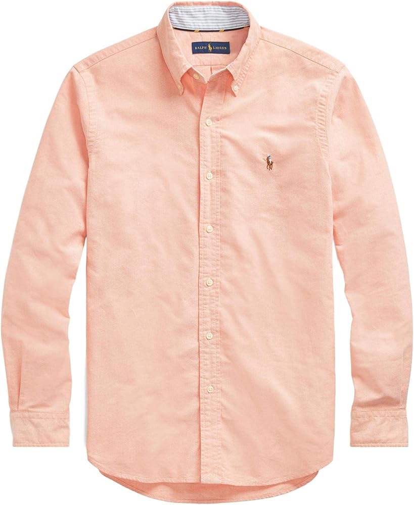 Polo Ralph Lauren Men's Long Sleeve Oxford Button Down Shirt (L, BasicOrange)