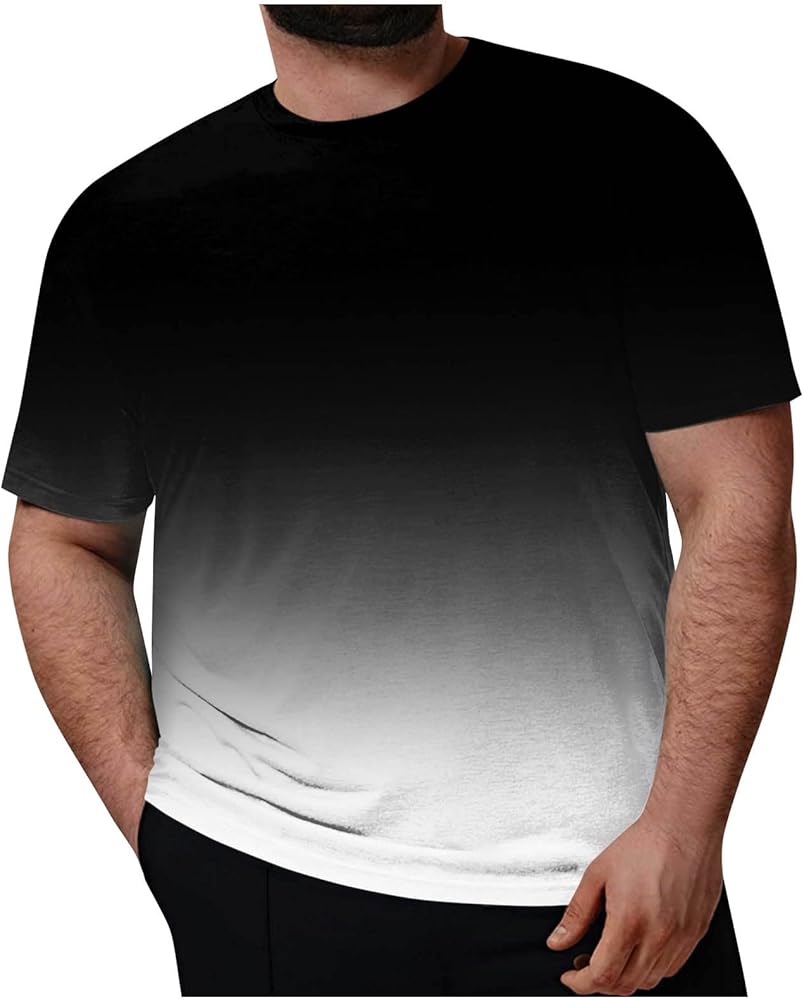 Big and Tall T Shirts for Men Plus Size Mens Casual Round Neck Solid Color Short Sleeve Tops