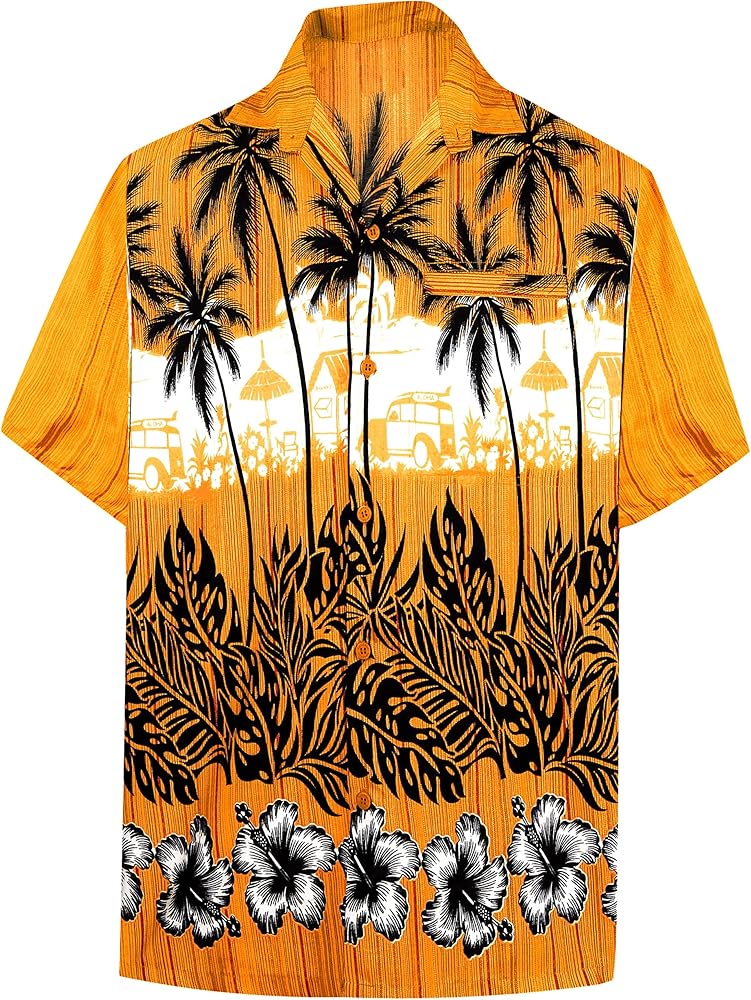 LA LEELA Men's Hawaii Shirt Button Down