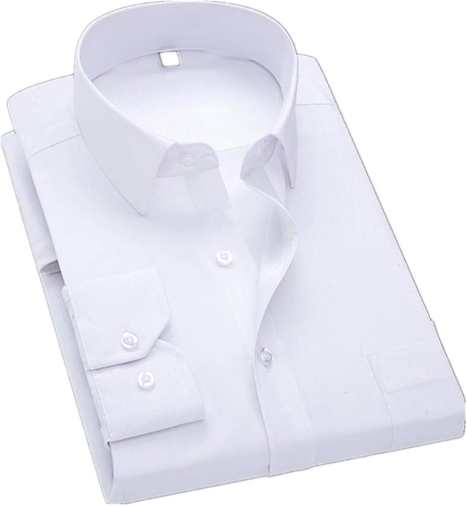 MOGU Mens Long Sleeve Casual Dress Shirts Solid Plain Color