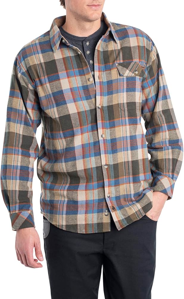 Legendary Whitetails Buck Camp Flannel, Long Sleeve Button Down Casual Shirt for Men, with Corduroy Cuffs, Little Rock Plaid