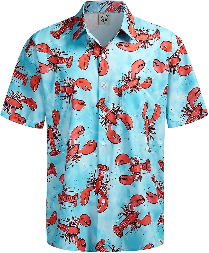 Hardaddy Men's Hawaiian Shirt Short Sleeve Funny Printed Casual Button Down Aloha Shirts