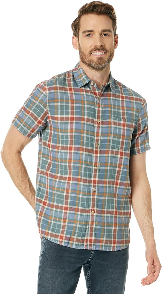 Pendleton Men's Short Sleeve Dawson Shirt, Green/Blue/Red Plaid, Medium