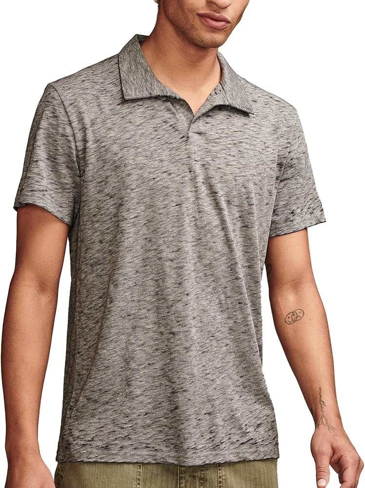 Lucky Brand Men's Burnout Slub Jersey Johny Collar Polo