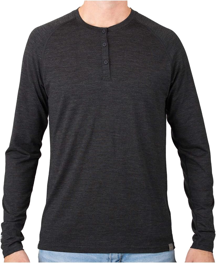 MERIWOOL Men's Base Layer Long Sleeve Henley - Lightweight Merino Wool Thermal