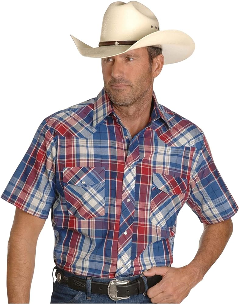 Wrangler Men's Assorted Plaid and Striped Short Sleeve Western Shirts Big Tall - 76951Pp