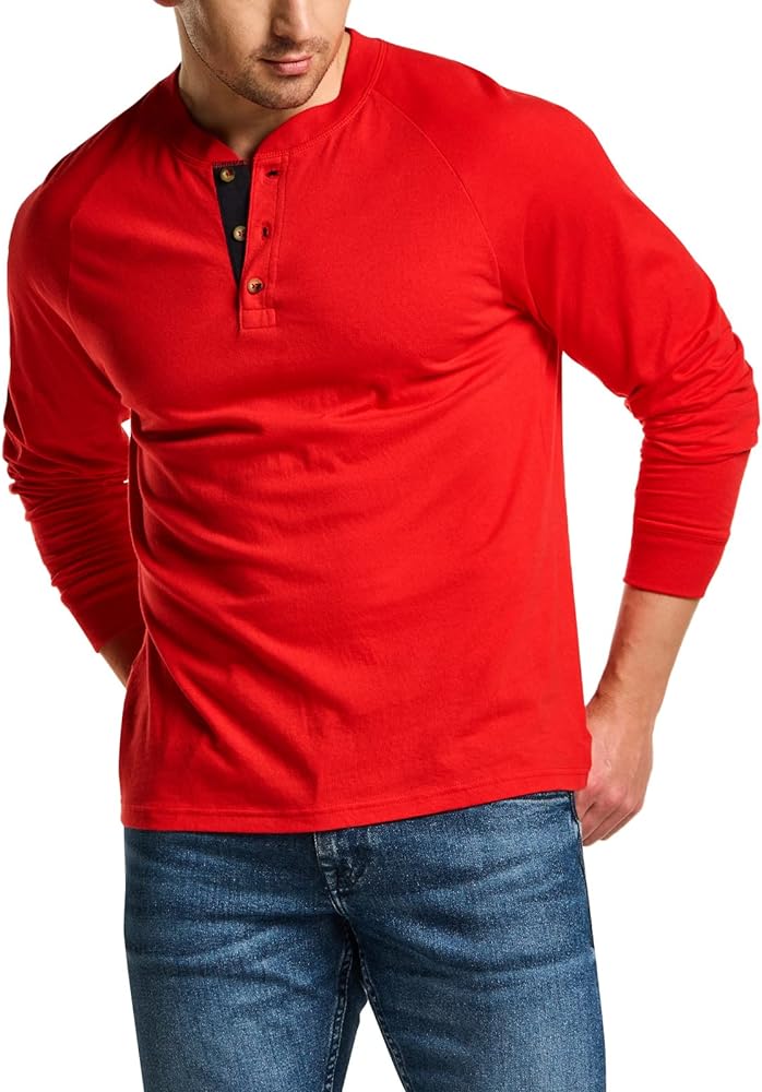 TSLA Men's Long Sleeve Shirts, Dynamic Casual Soft Cotton T-Shirts, Cool Dry Outdoor Work Shirt