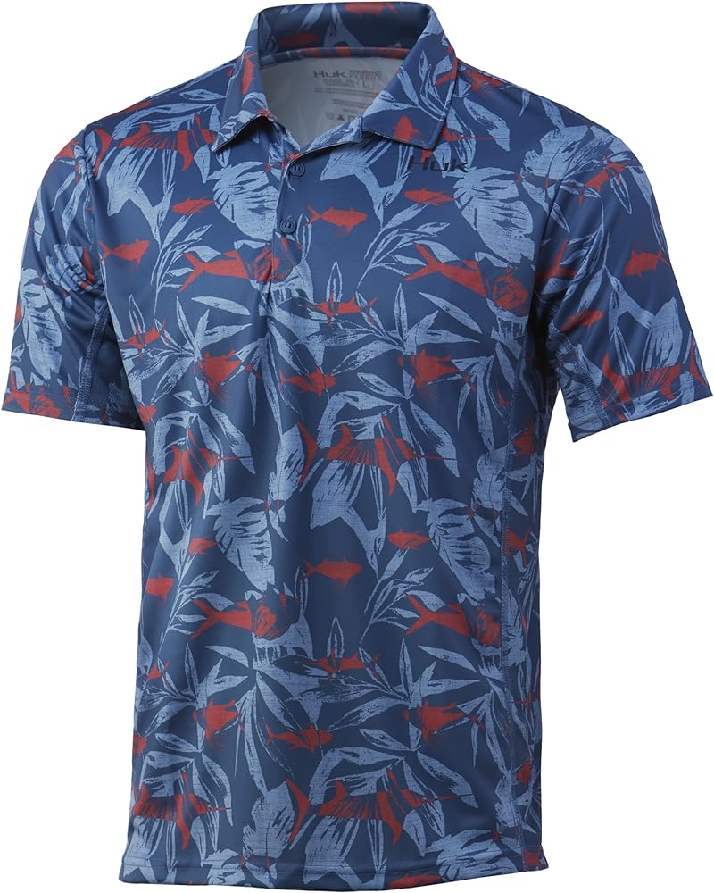 HUK Men's Icon X Polo | Fishing Shirt with +50 UPF Sun Protection