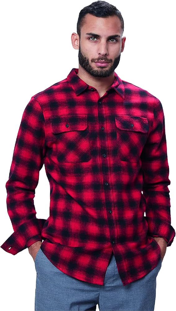 Flannel Shirt for Men, Long Sleeve Plaid Button Down Casual Shirt