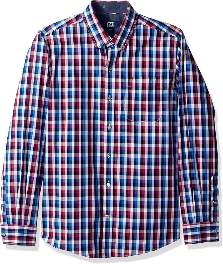 Cutter & Buck Men's Large Plaid and Check Easy Care Button Down Collared Shirts