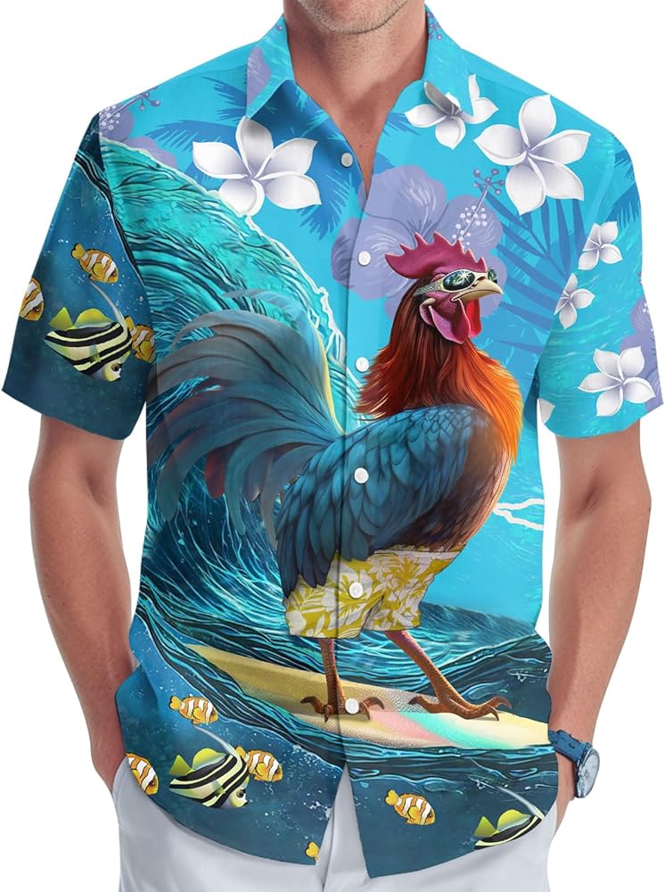 Farm Animal Button Shirt for Men, Animal Men's Hawaiian Shirt, Summer Unisex Shirt, Birthday Gifts for Men