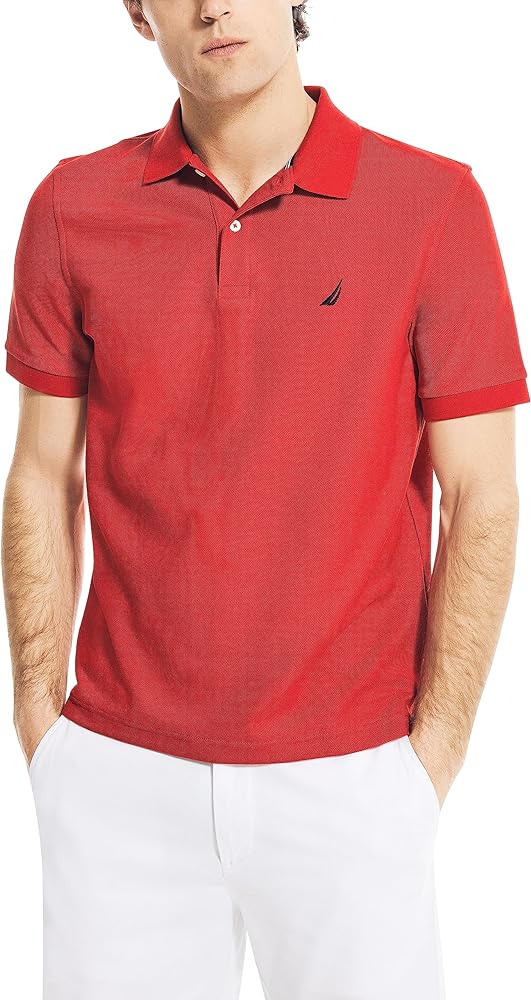 Nautica Men's Classic Short Sleeve Solid Performance Deck Polo Shirt