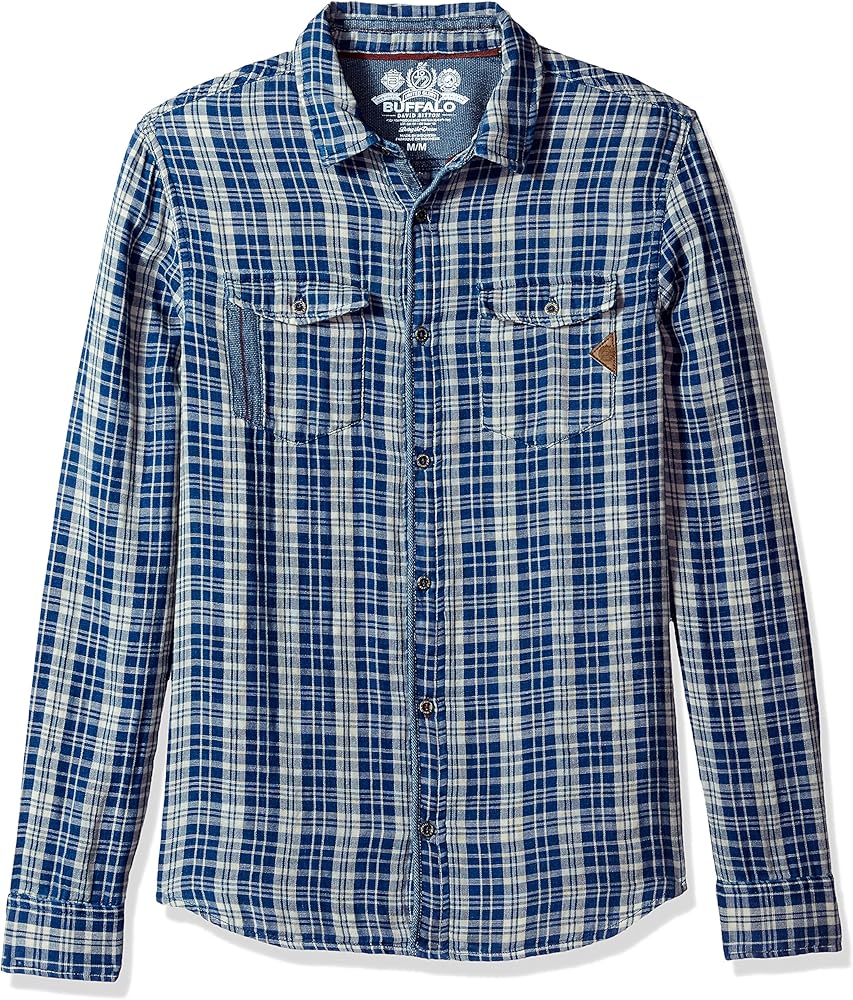 Buffalo David Bitton Men's Sabera Ss Regular Fit Washed Plaid Button Down Shirt