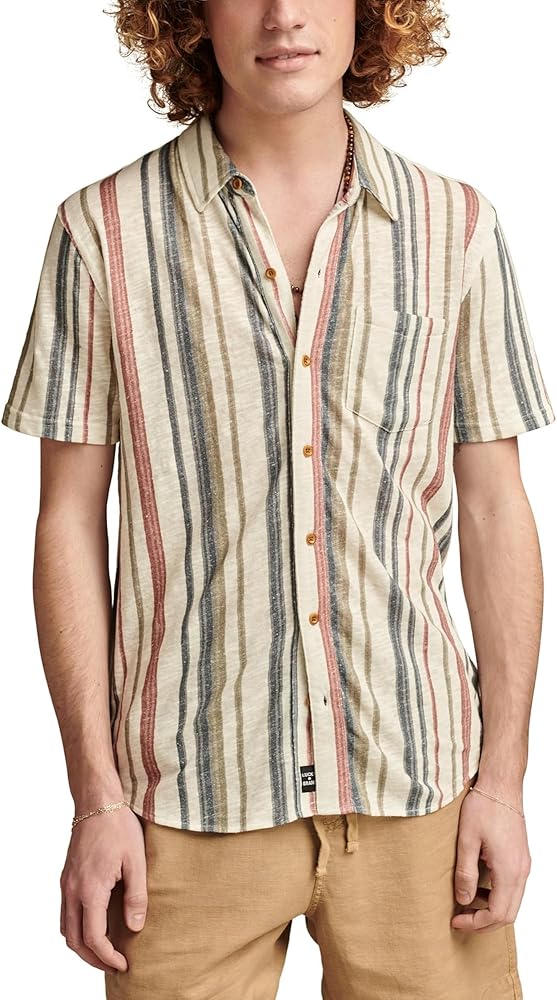 Lucky Brand Men's Linen Short Sleeve Button Down Shirt