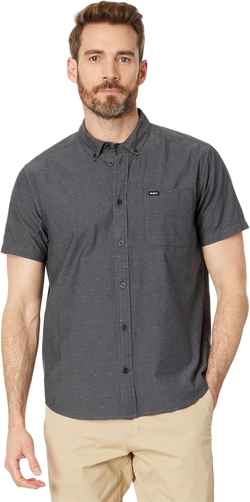 RVCA Men's Thatll Do Dobby Short Sleeve Woven Button Front Shirt