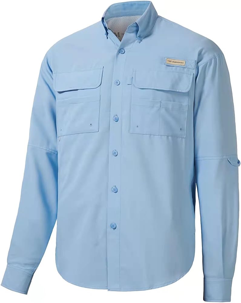 BASSDASH Men's Performance Fishing Hiking Shirt UPF 50 Button Down Long Sleeve Quick Dry FS21M