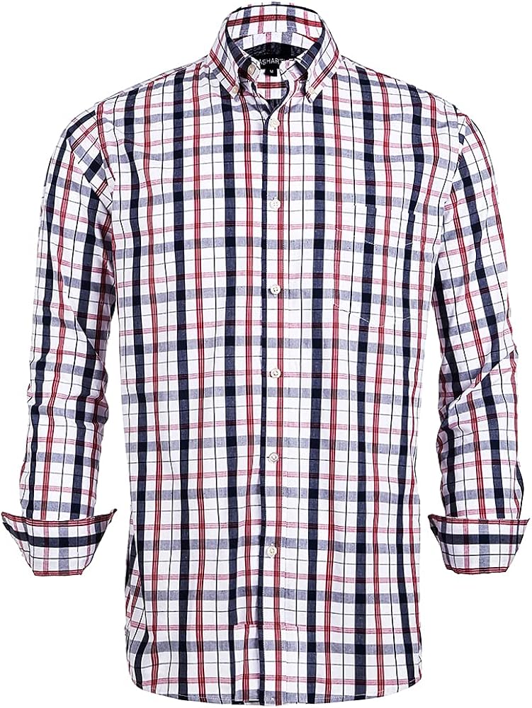 PASHARTUK Cotton Regular Fit Mens Long Sleeve Shirts Button Down Shirts for Men