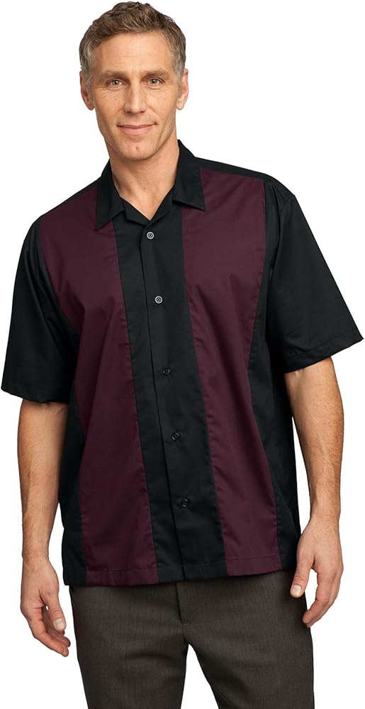 Port Authority Retro Camp Shirt Black/Burgundy