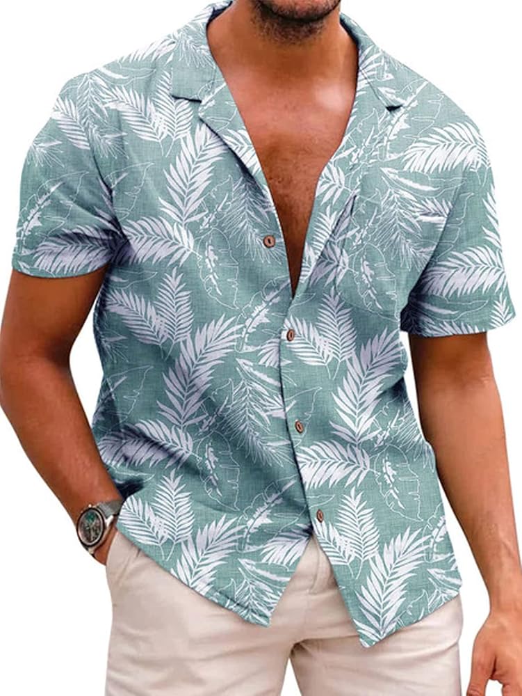 Hardaddy Men's Hawaiian Floral Shirt Short Sleeve Button Down Summer Tropical Printed Beach Shirts