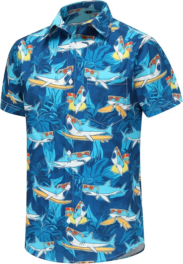 Men's Hawaiian Shirt Short Sleeves Tropical Floral Casual Button Down Holiday Beach Shirts Hawaiian Shirt for Men