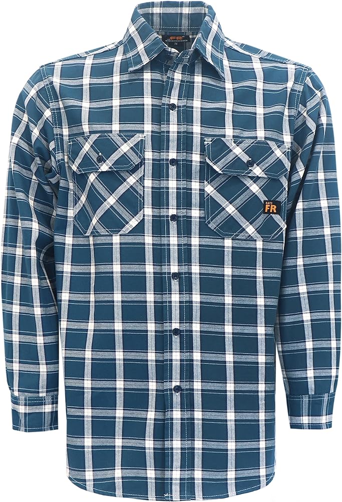 FR Shirts for Men Fire Resistant Button Down Work shirt 100% Cotton 6.5oz Lightweight Welding Shirts