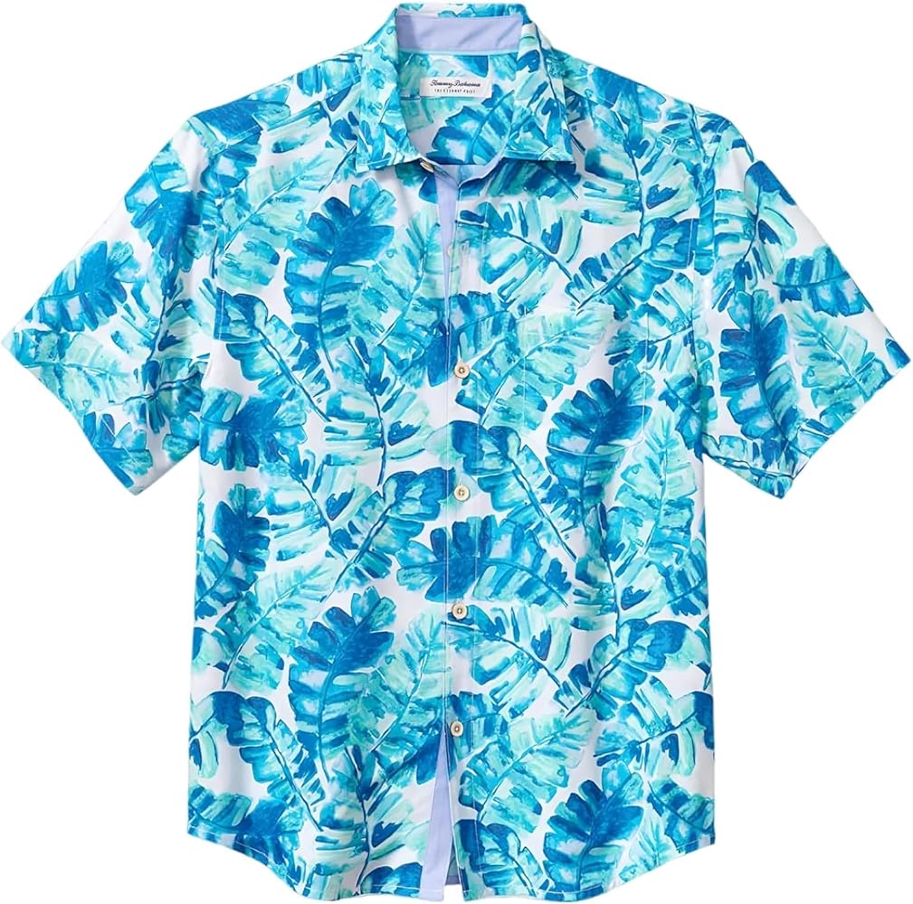 Tommy Bahama Men's Big & Tall IslandZone Coconut Point Jungle Grove Camp Shirt (Blue Canal, XLT, X-Large Tall)